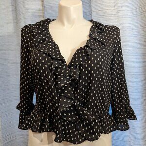 Black & White Polka Dot Blouse - Gap - Size L